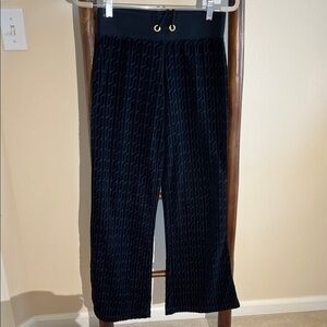 CAbi Black Velvet Track Pants with Gold Eyelet Drawstring